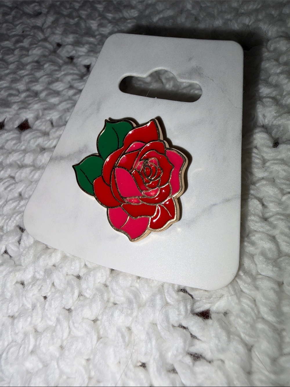 Red Rose Enamel Pin Brooch NWT